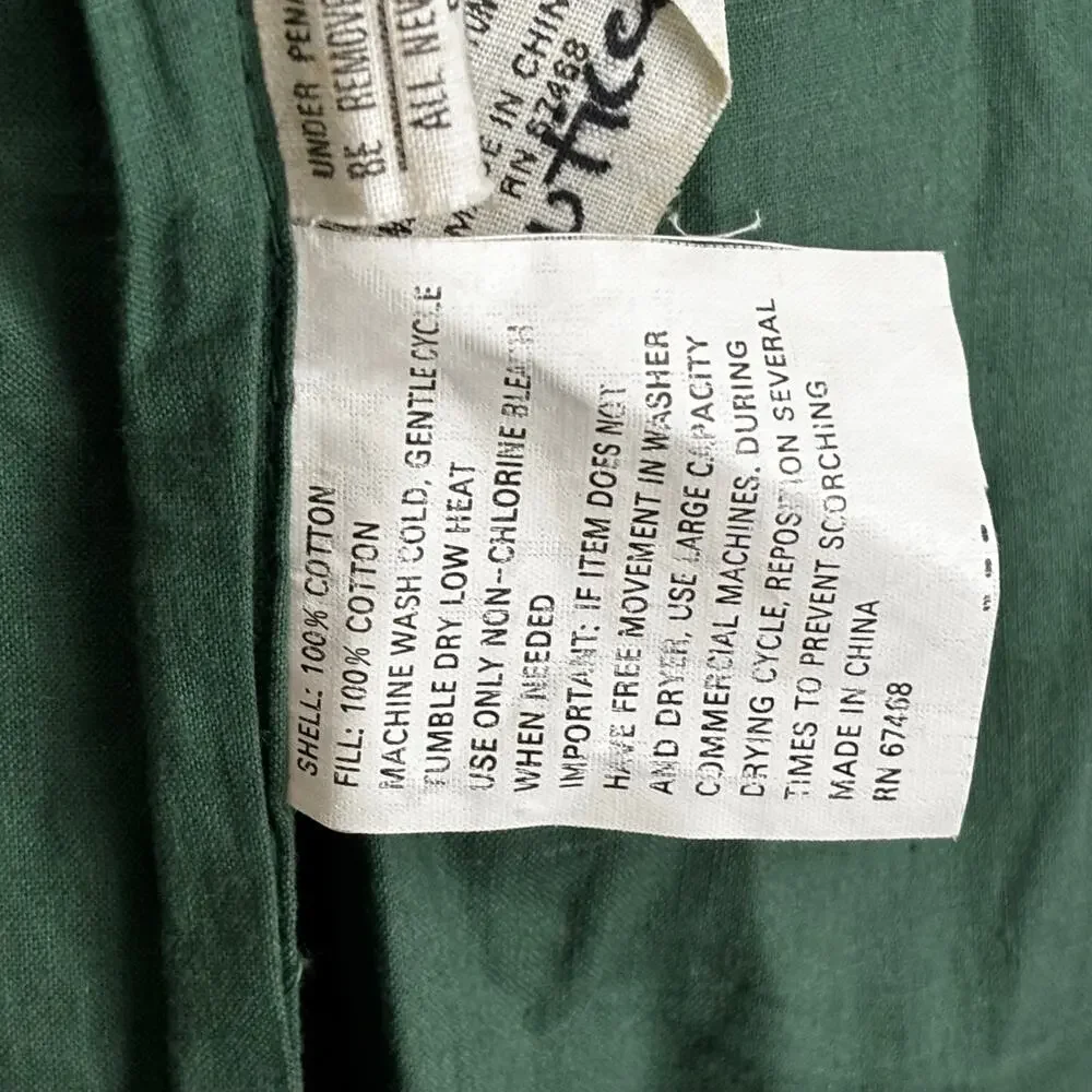 Nautica Crazy Quilt Pillow Sham 100% Cotton Retro Velvet Green Backing FLAW